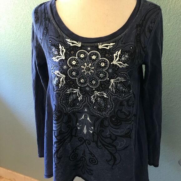 BLEU Cotton Print Top Medium - Picture 7 of 8